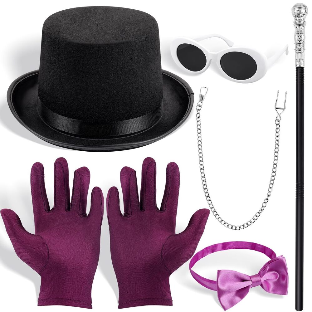 5951 6 Pcs Halloween Costume Accessoriess Black Top Hat Scepter